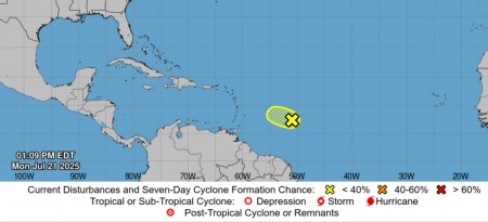 OFFICIAL STATEMENT – #2 Area of Disturbed Weather East of the Lesser Antilles – Low Chance of Development