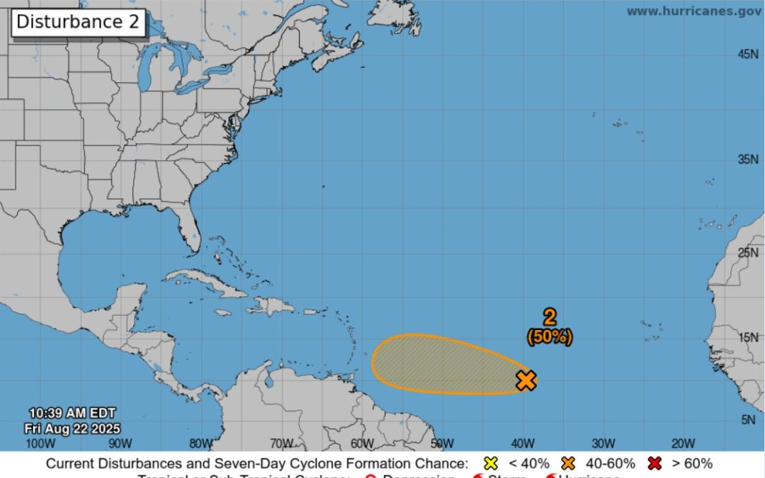 Area of Interest – Invest 99L East of the Lesser Antilles