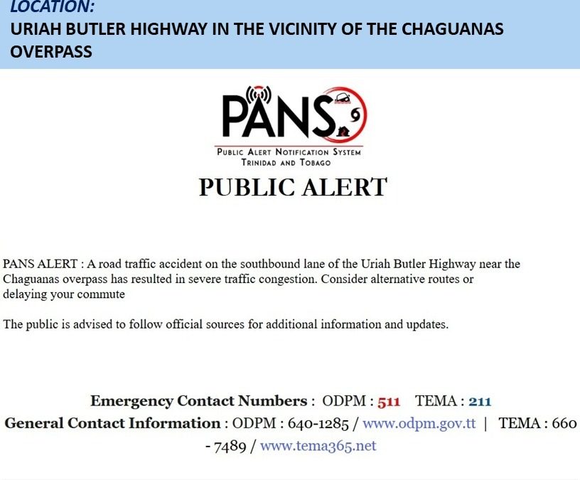 PANS Alert – Severe Traffic Congestion
