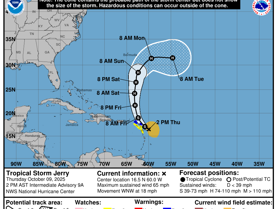 Tropical Storm Jerry moves further away from Trinidad and Tobago