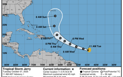 Official Statement #2 – Tropical Storm Jerry has formed and is moving westwards