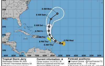 Tropical Storm Jerry has strengthened into a moderate Tropical Storm